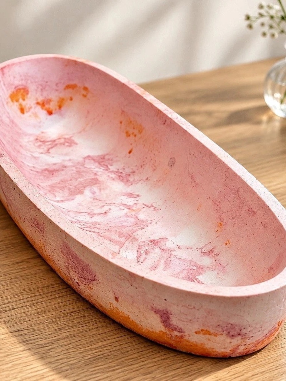 Pink Oval Decorative Storage Tray